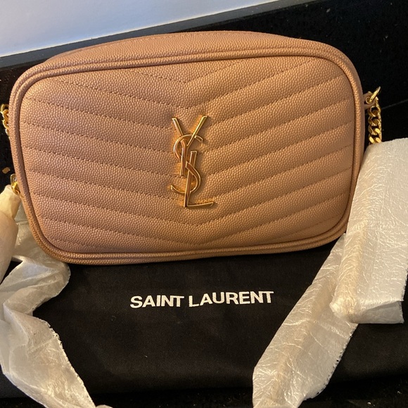 Yves Saint Laurent Handbags - NWOT YSL Yves Saint Laurent Mini Lou Peach Leather Crossbody Camera Bag w/Tassel